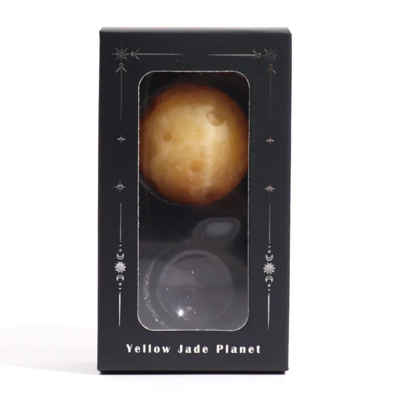 Yellow Jade Planet on a Sola Goldstone Stand 40mm — foto 1