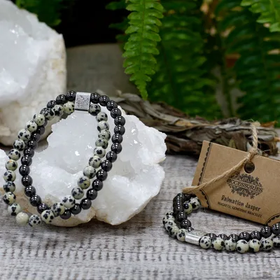 Bracciale con Pietre Magnetiche - Giada Dalmatica