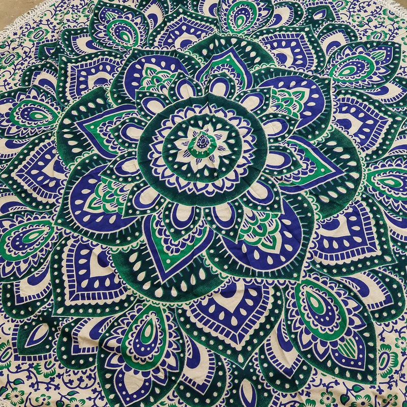 Small Mandala Roundie Cotton Art Teal & Blu — foto 2