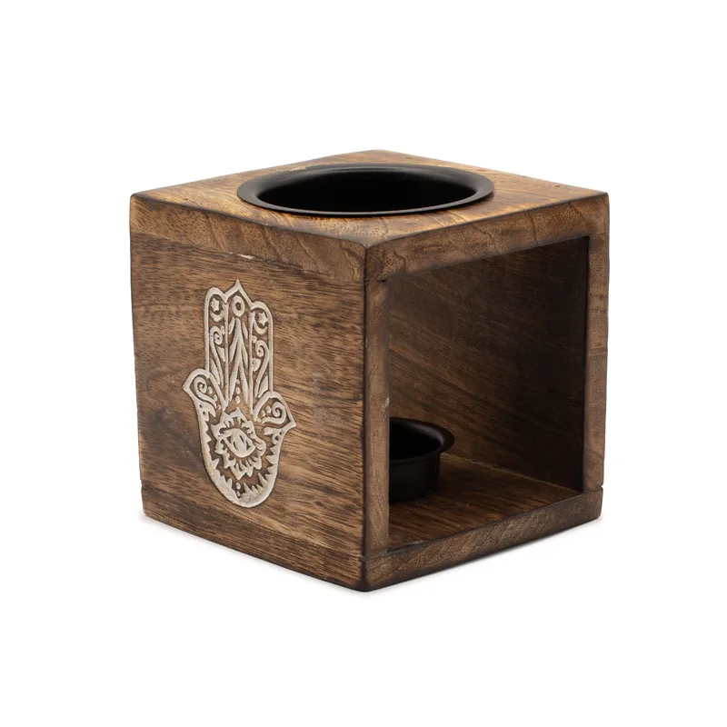 Square Mango Legno Olio Bruciatore - Hamsa — foto 1