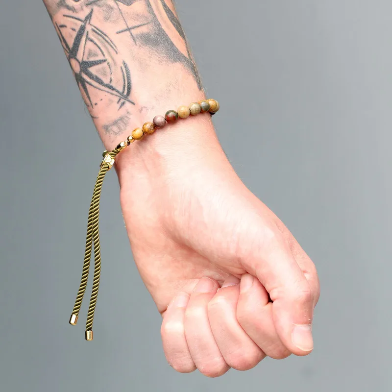 18K Oro Plated Gemstone Nero String Bracelet Tiger Eye — foto 4