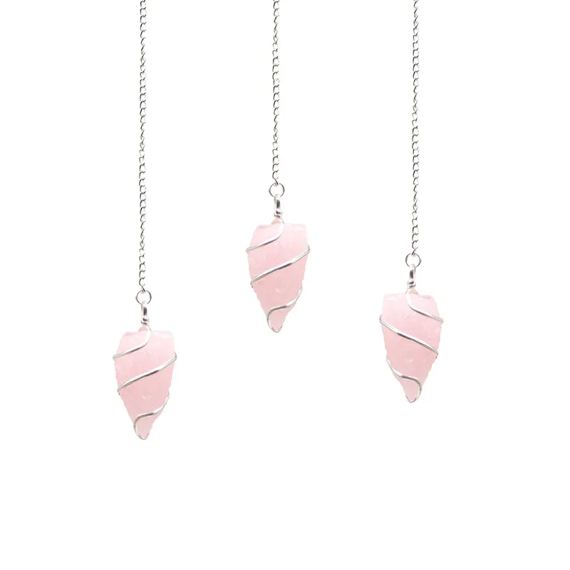 Raw Gemstone Pendulum - Rosa Quartz