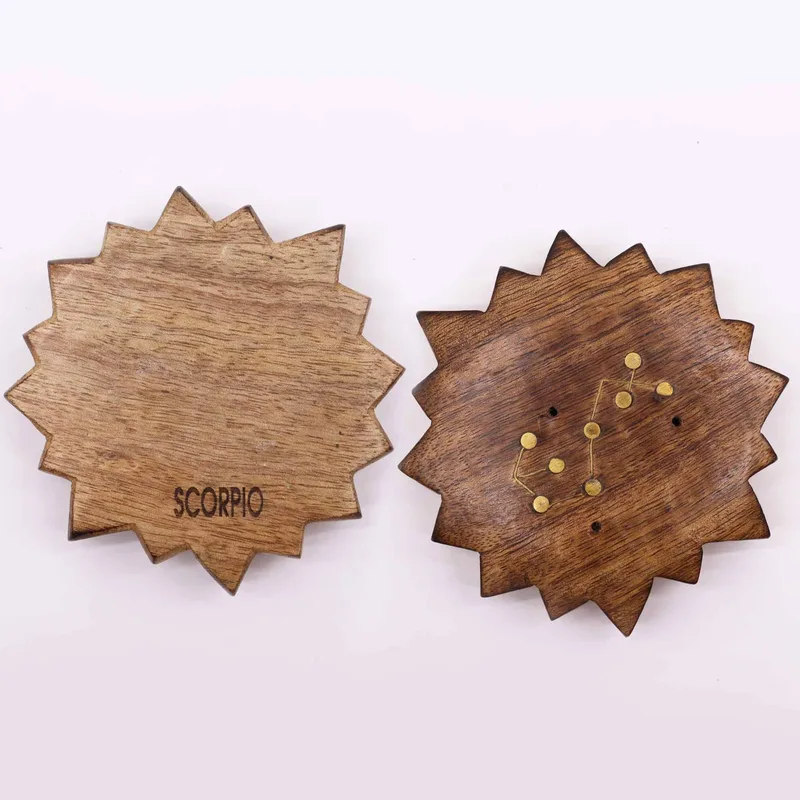 Engraved and Brass Zodiac Sign Incenso Burners Sun — foto 5