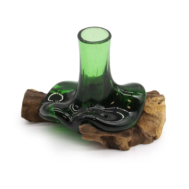 Recycled Beer Bottles - Mini Fiore Vase on Legno — foto 1
