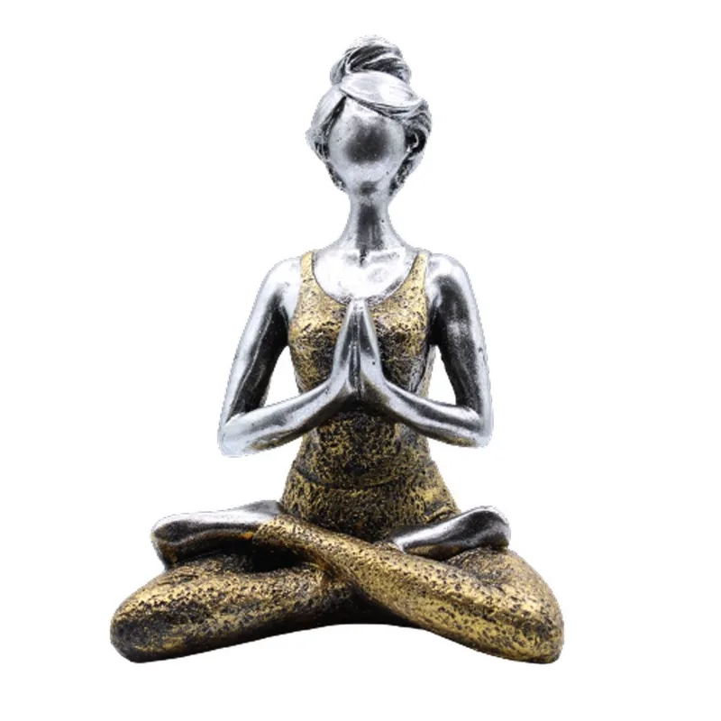 Yoga Lady Figure Argento & Oro 24cm