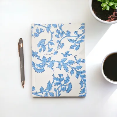 Cotton Bound Notebooks 20x15cm - 96 pages - Pale Blu Floral — foto 1