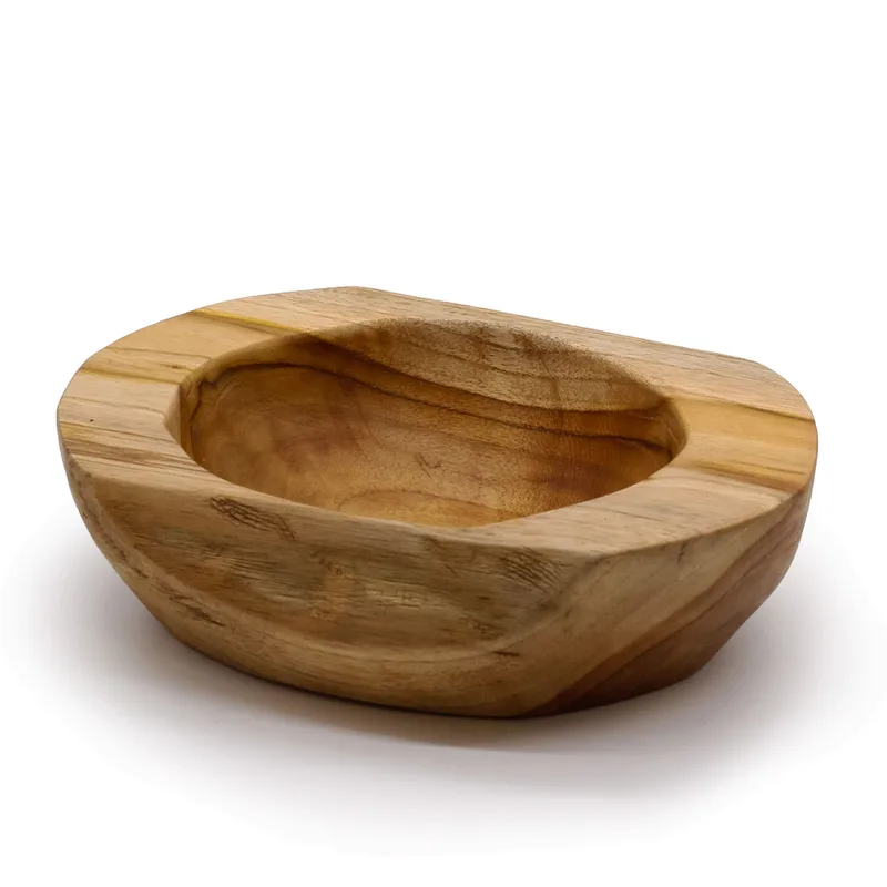 Large Naturale Shape Teakwood Bowl 25x7cm