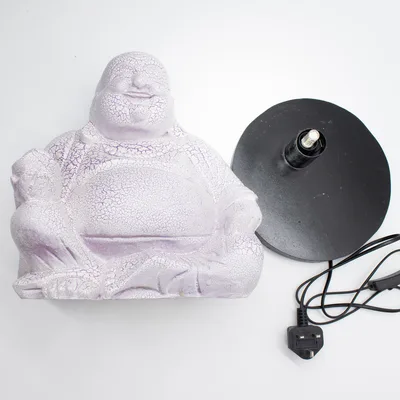 Laughing Buddha Lamp Lavanda Crackle - Round Stand