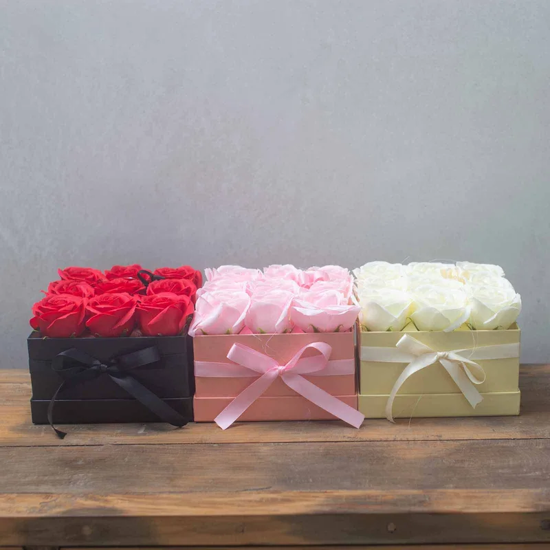 Sapone Fiore Gift Bouquet 9 Pink Roses Square — foto 1
