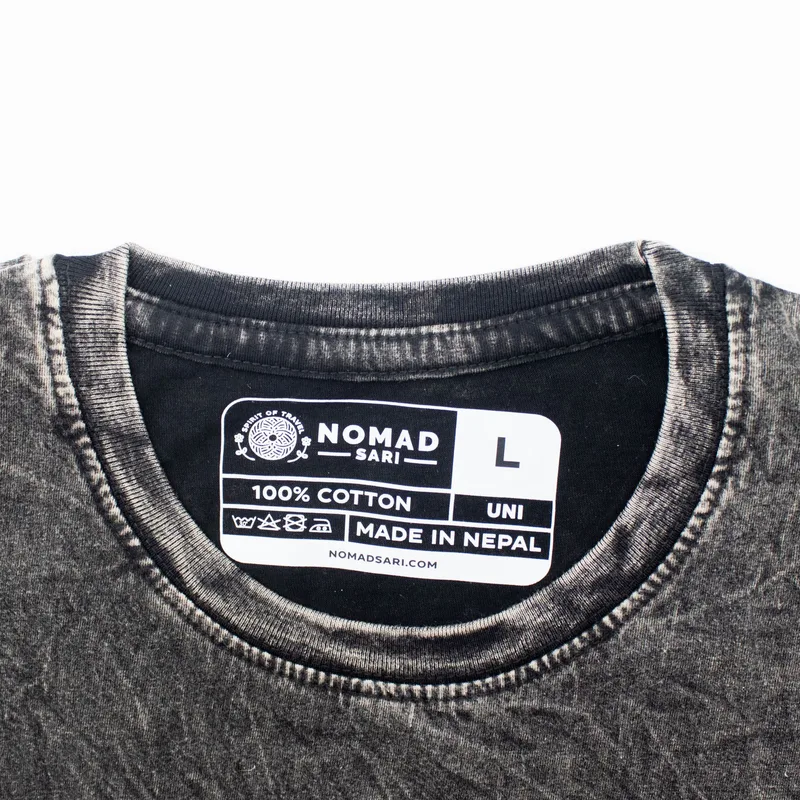 Nomad Sari Stonewashed Cotton T-Shirt Compass of Life Charcoal Large
