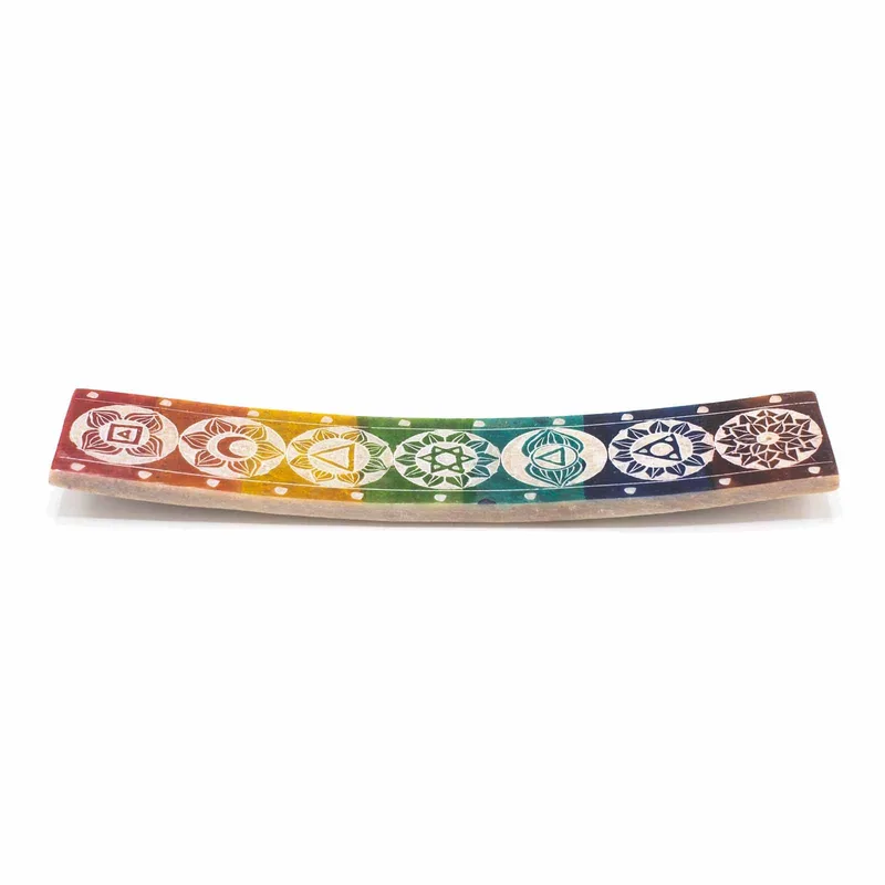 Soapstone Seven Chackra Incenso Porta - 26x5cm