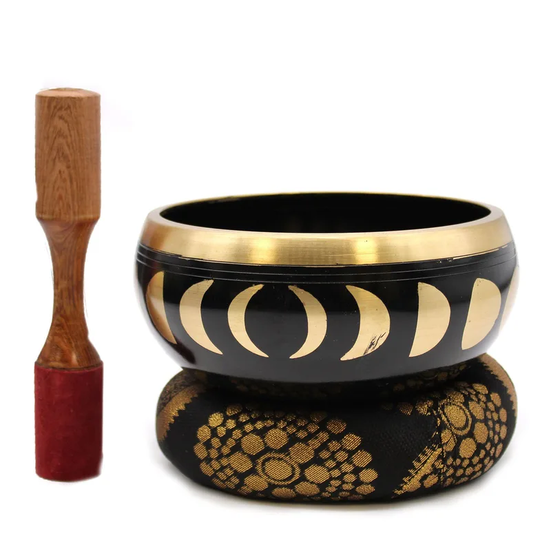 Lrg Moon Phase Singing Bowl Set- Nero 14cm — foto 1