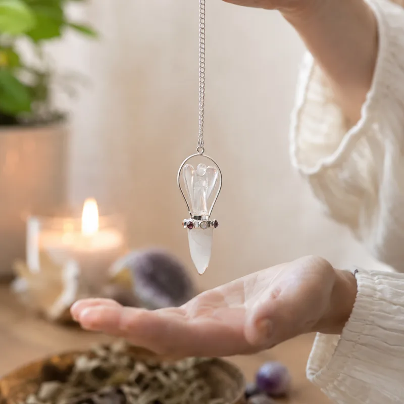 Celestial Guide Two Piece Angel Pendulum Chakra Band Clear Quartz — foto 2