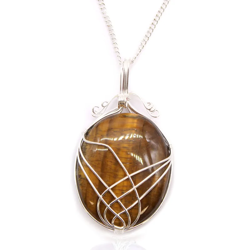 Swirl Wrapped Gemstone Necklace Tiger Eye — foto 4