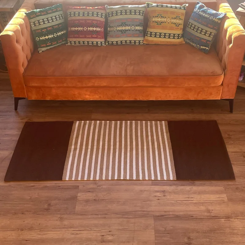 Indian Cotton Rug 70x170cm Dark Brown / Beige — foto 1