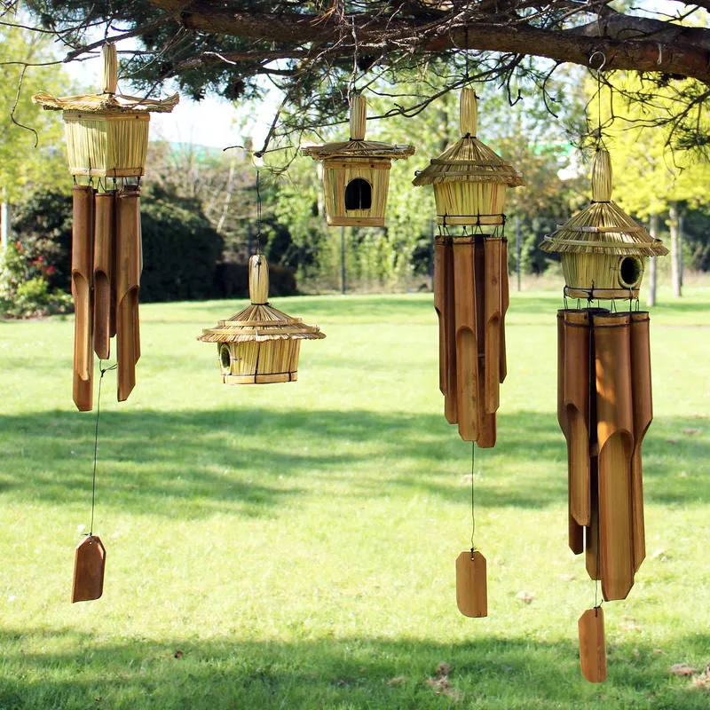 Square Seagrass Bird Scatola with Chimes 49x15cm — foto 5