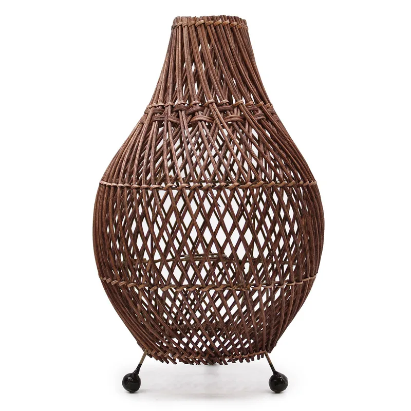 Rattan Table Lamps Dark Brown