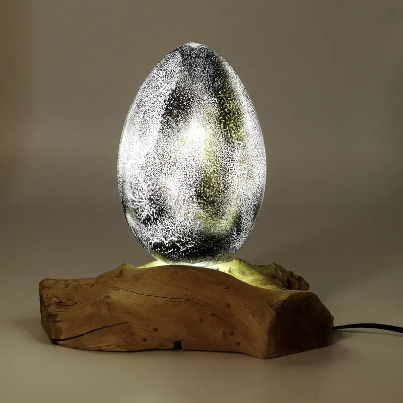DriftGlow Lamp Crackle Lava Egg Shade Grey — foto 2