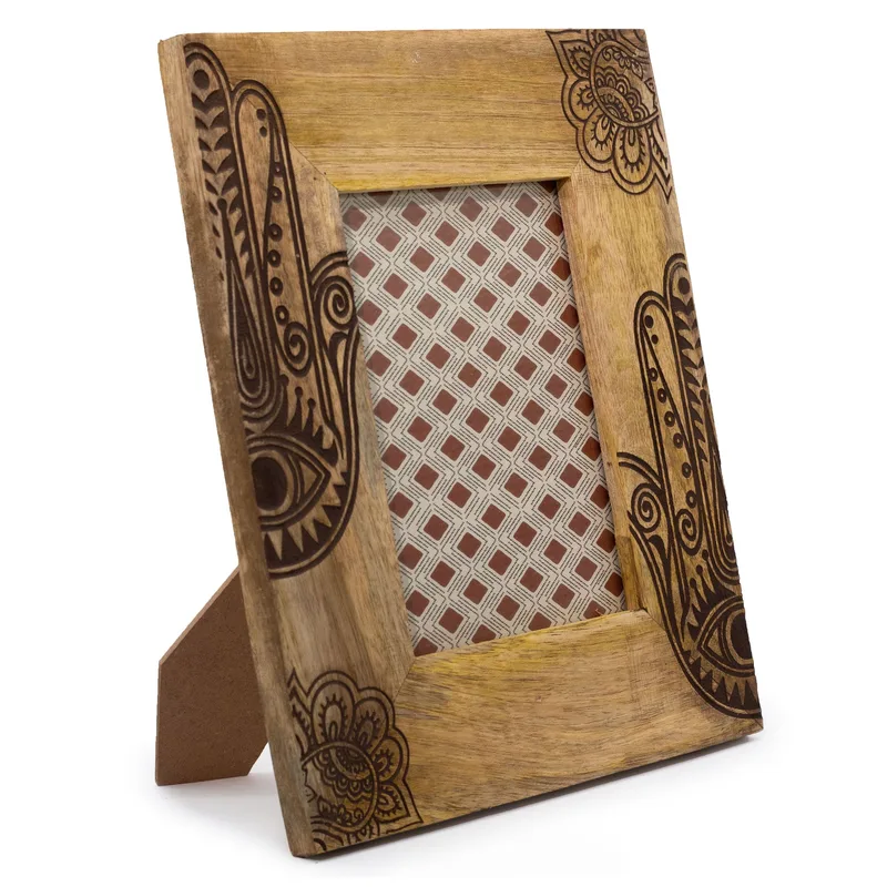 Lrg Mango Legno Picture Frame 28x23x2cm Hamsa Nero