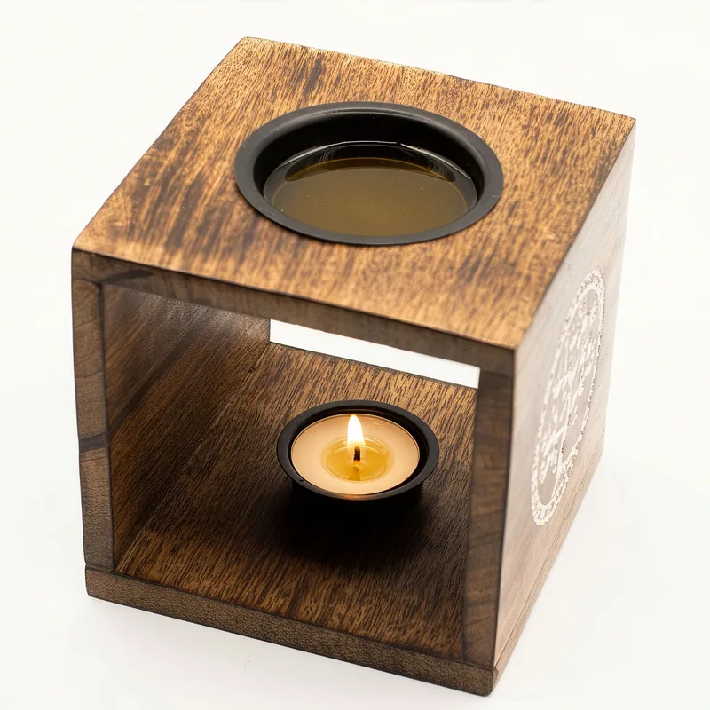 Large Square Mango Legno Olio Burner- Pentagon — foto 2