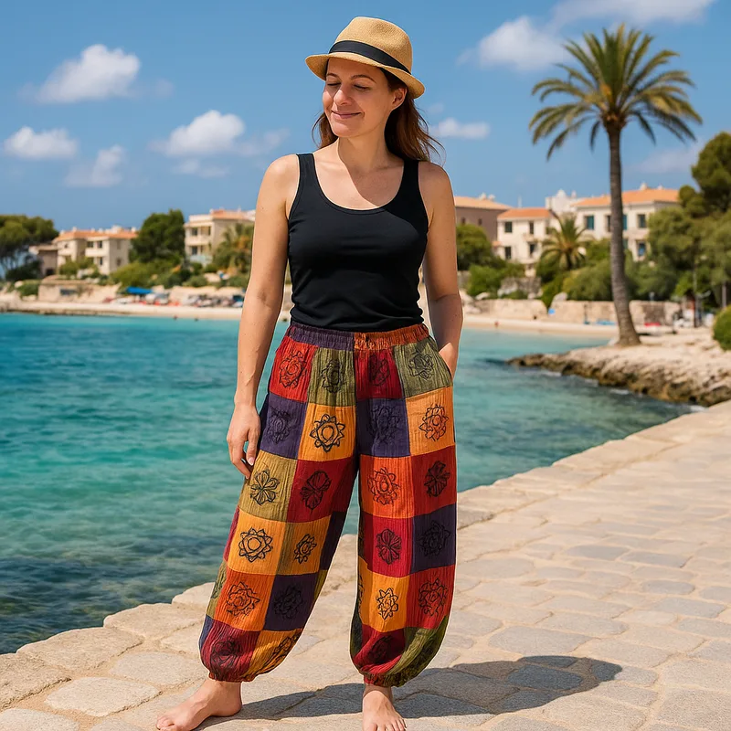 Nomad Sari Mushroom Pants Block Print Designs Arancia Tones S/M