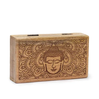 Med Square Scatola 17x10x4.2cm Buddha Face Nero Engraved