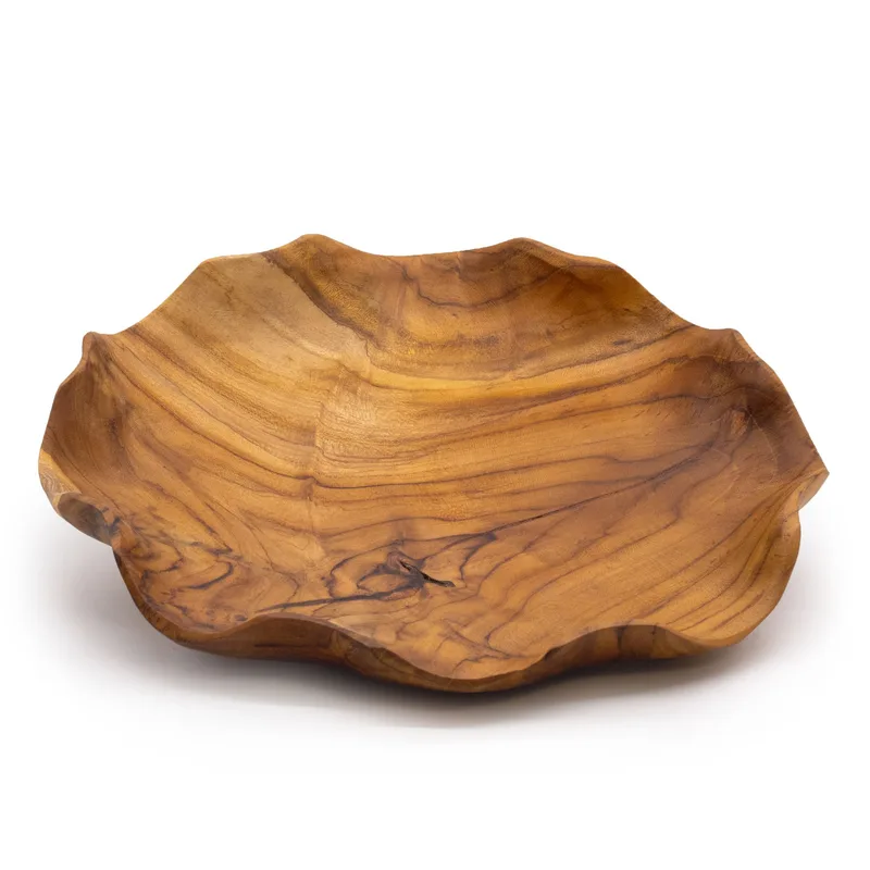Smooth Round Teakwood Fruit Bowl 28x5.5cm