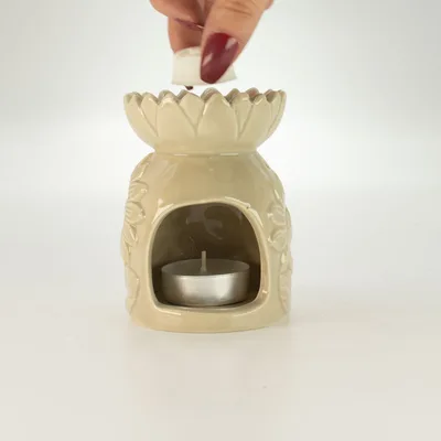 Ceramic Sunflower Olio Bruciatore - Pastel Beige — foto 3