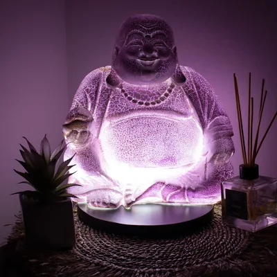 Laughing Buddha Lamp Lavanda Crackle - Round Stand — foto 2