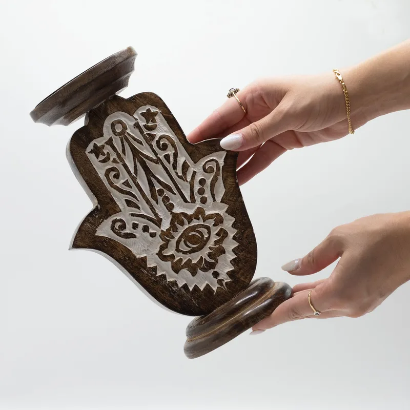 Mango Legno Candela Stand Hamsa Large 25x18cm