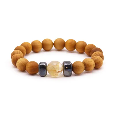 Bracciale Cedarwood Chakra Plexo Solare con Citrino