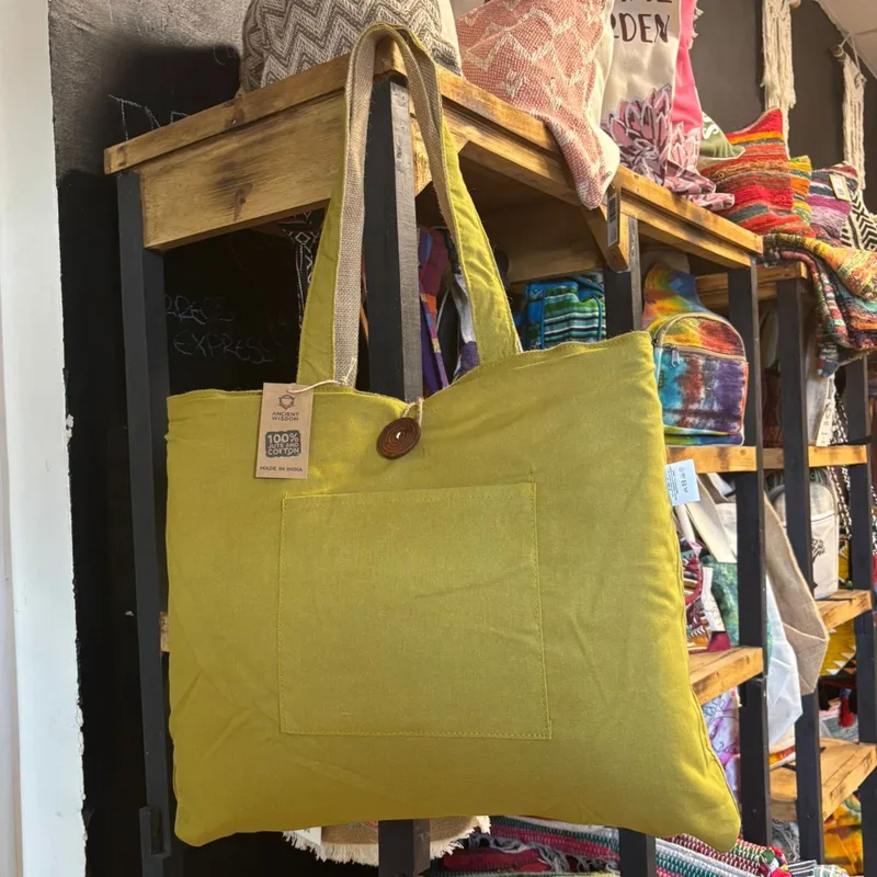 Reversible Jute & Cotton Big Bag Pistachio