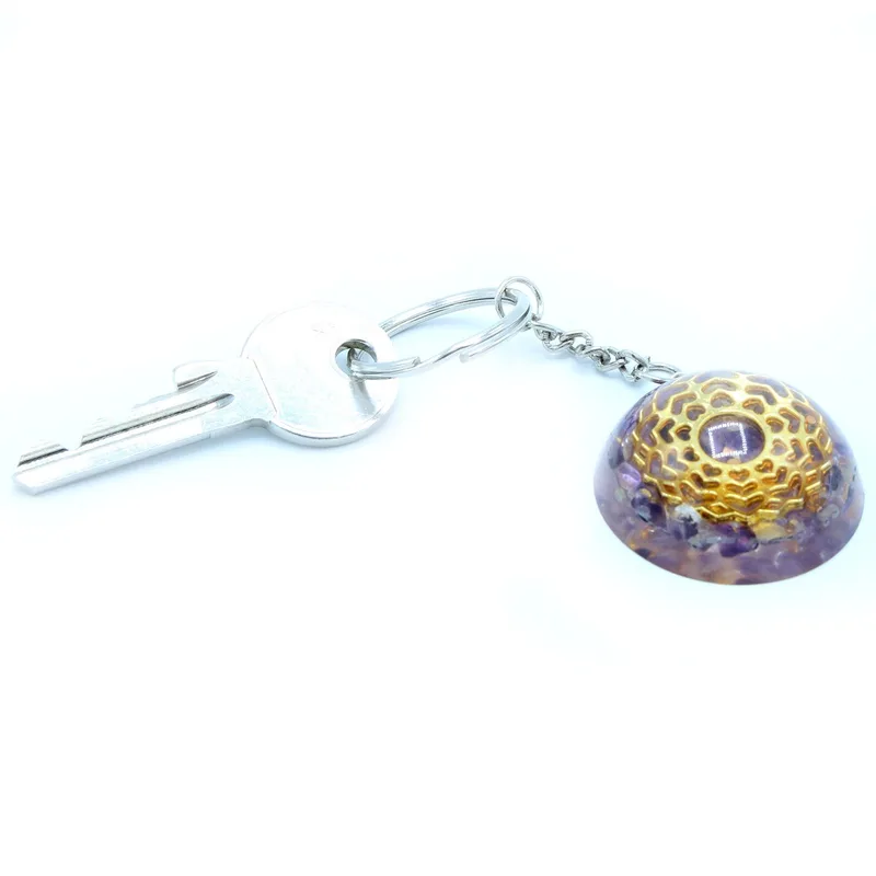 Orgonite Power Keyring Amethyst Mandala Hearts — foto 1