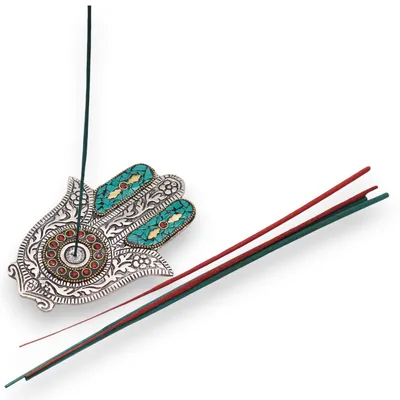 Verde Small Hamsa Incenso Porta 13x5.5cm