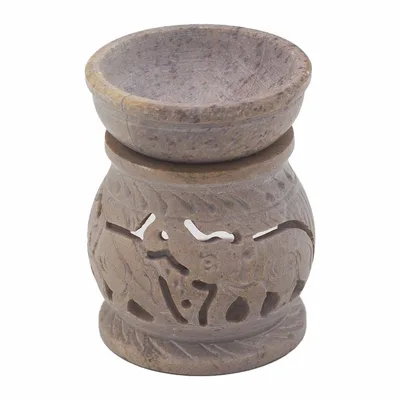 Small Soapstone Olio Bruciatore 8cm - Elephant