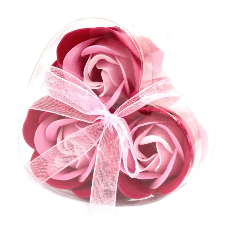 Set di 3 Sapone Fiore a Cuore - Rosa Rosa — foto 1