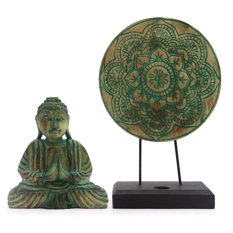 Buddha Feng Shui Set Mandala Verde