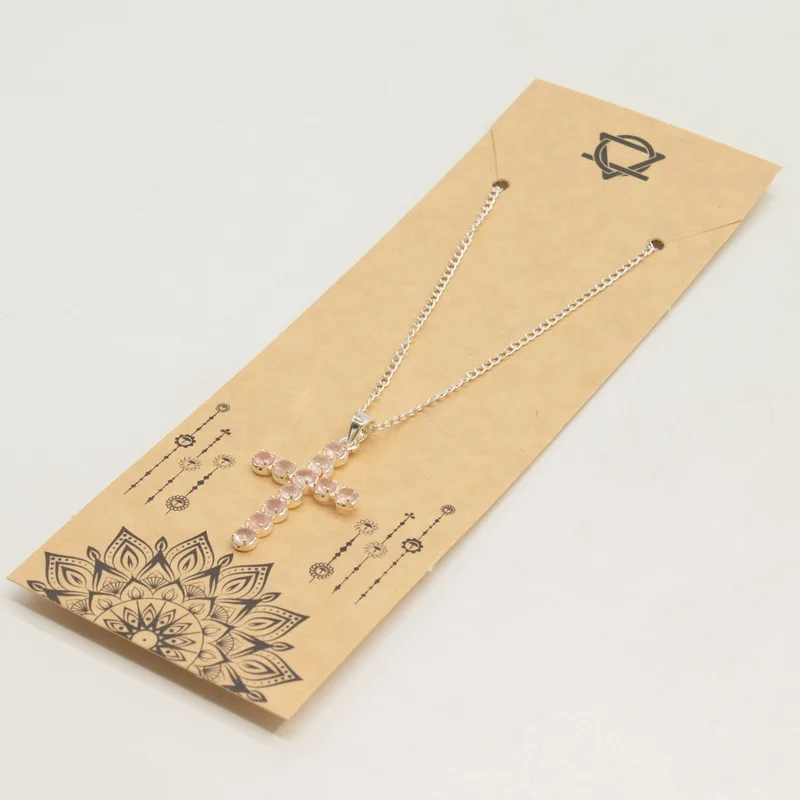 Indian Devotional Pendant Argento Plated Rosa Quartz Crucifix — foto 5