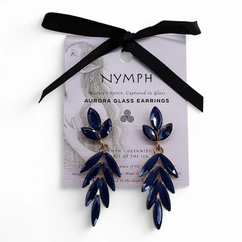 Royal Blu Vintage Glass Long Drop Earrings — foto 5