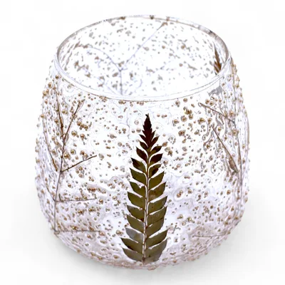 Naturale Floral Glass - Straight Candela Porta - Pino - (10x9cm)