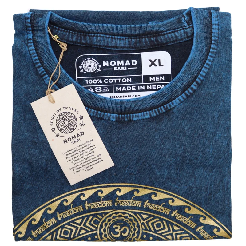 Nomad Sari Stonewashed Cotton T-Shirt – Chakra – Blu – XL — foto 1