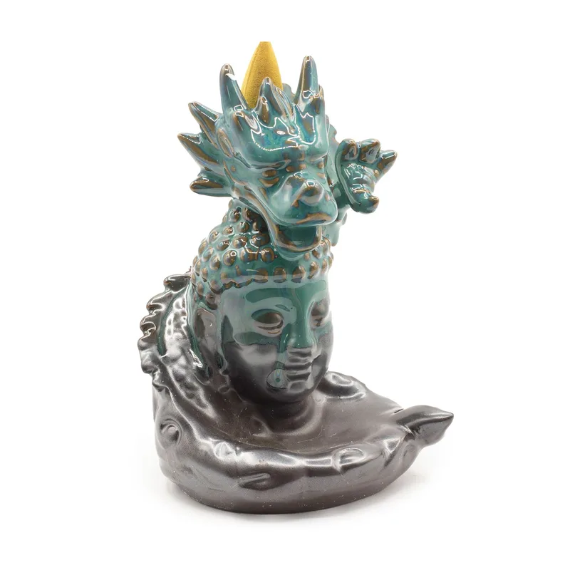 Backflow Incenso Bruciatore Dragon Over Buddha