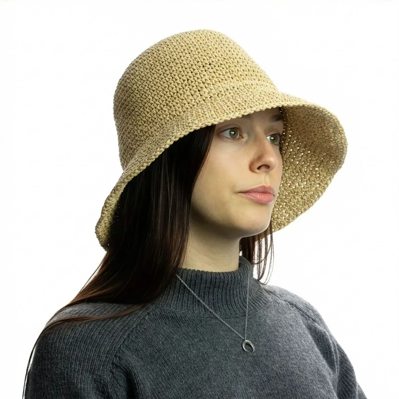 Floppy Straw Sun Hat Naturale Biege — foto 2