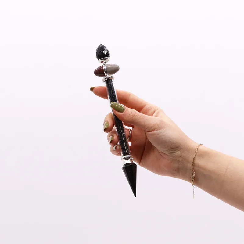 Shiva Lingam Magic Wand Nero Tourmaline & Agate Protection — foto 1