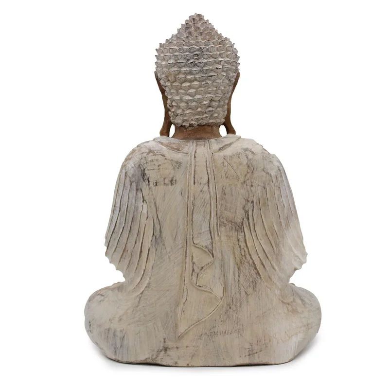 Hand Carved Buddha Statue - 40cm Teaching Transmission - Whitewash — foto 3