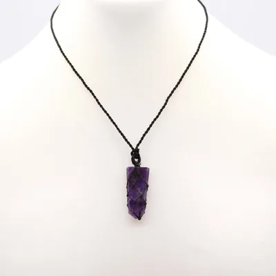 Laced Gemstone Flat Point Pendant - Amethyst — foto 1