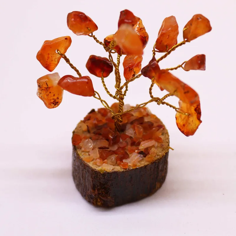 Mini Gemstone Trees On Legno Base - Carnelian (15 stones) — foto 1