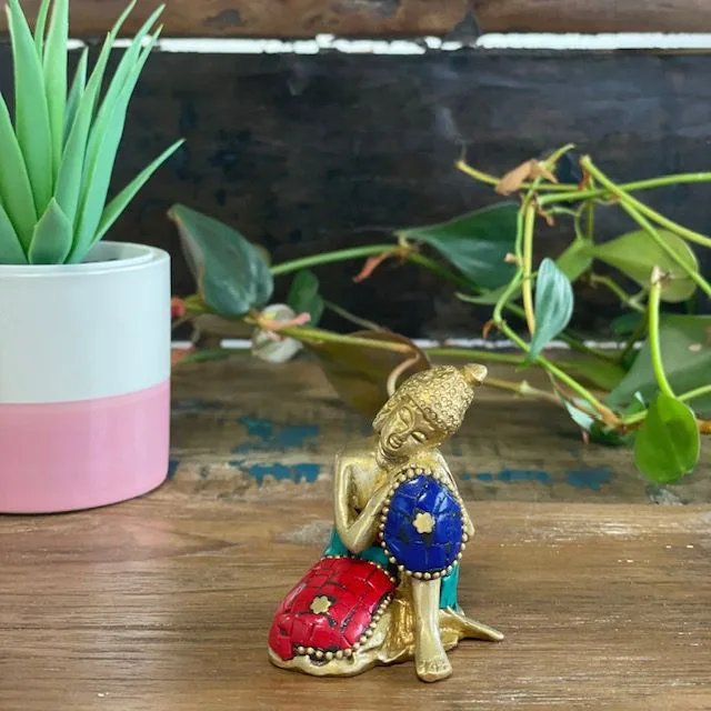 Brass Buddha Figure Thinking 6.5 cm — foto 2