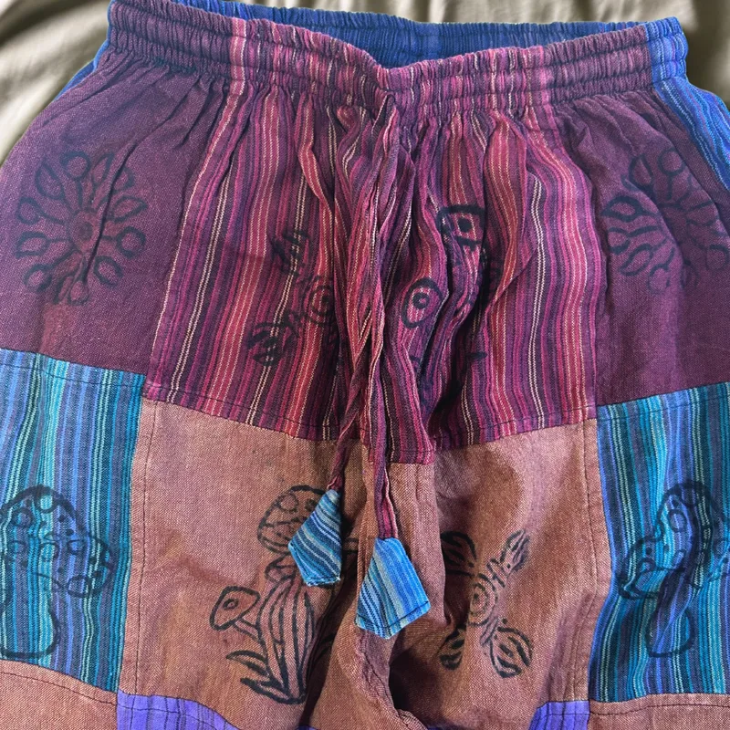 Nomad Sari Mushroom Pants Block Print Designs Purple Tones S/M — foto 1