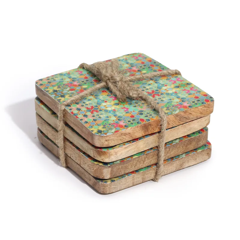 Set of 4 Square Coasters Mediterranean Tile Pattern — foto 5